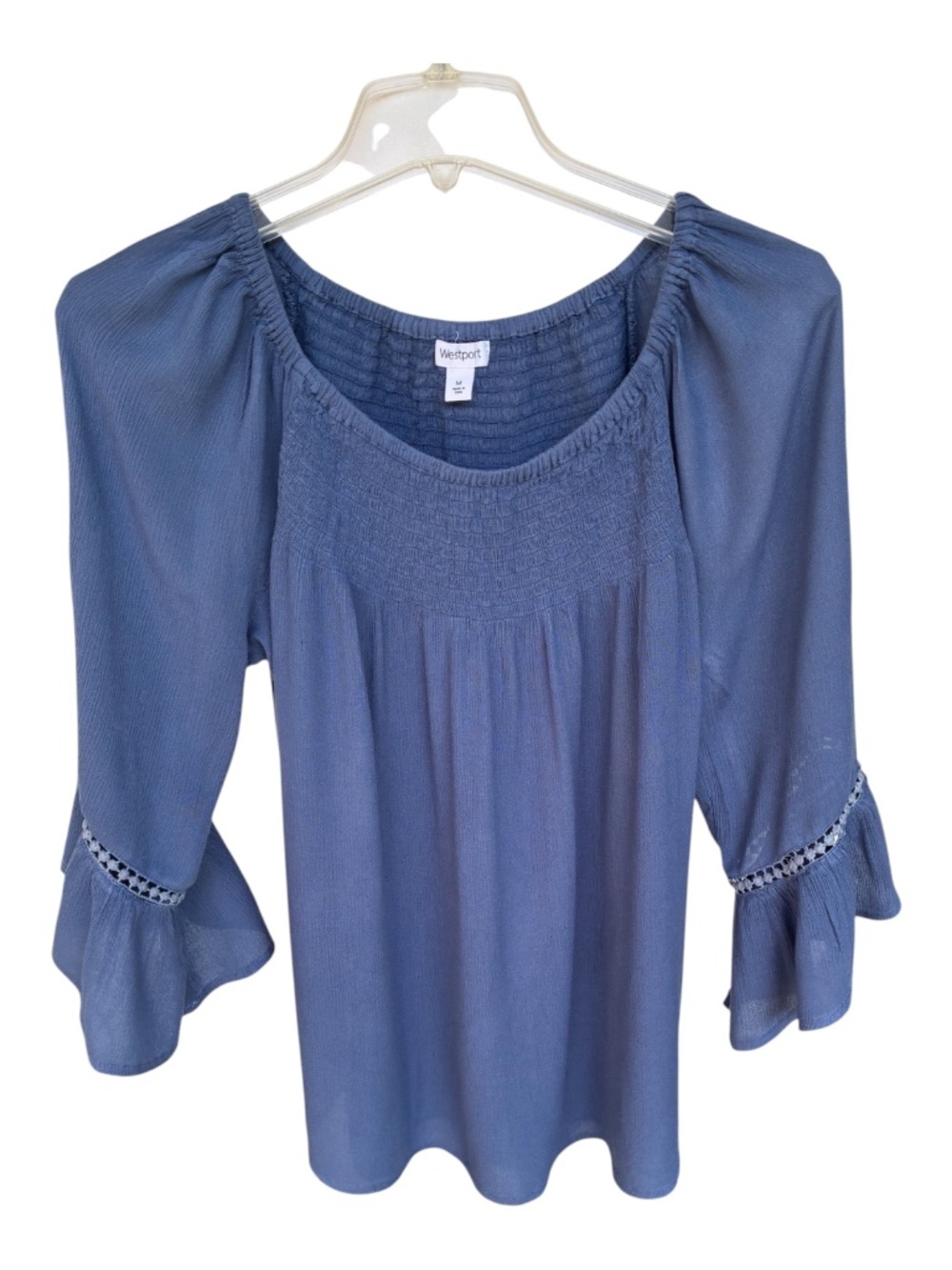 Westport Blue Top (3/4 Sleeve Length)-Size M
